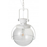 Lampe Suspendue Boule Verre/Metal Blanc