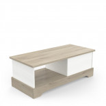 Table basse 1 tiroir 1 niche Blanc/Chêne - PURE