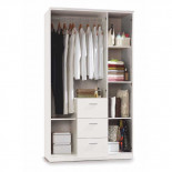 Armoire 3 portes + 3 tiroirs Blanc - YANI