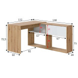 Bureau modulable avec étagères Blanc/Chêne - POLUX