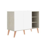 Buffet 2 portes 3 niches Bois/Blanc - RORA