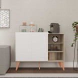 Buffet 2 portes 3 niches Bois/Blanc - RORA