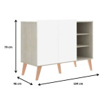 Buffet 2 portes 3 niches Bois/Blanc - RORA