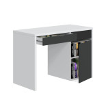 Bureau 1 porte 2 tiroirs Blanc/Gris - PAKAU 