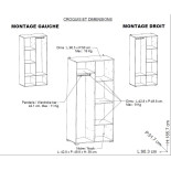 Armoire penderie + lingère 2 portes Blanc - ZILY