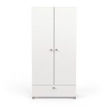 Armoire penderie 2 portes 1 tiroir Blanc mat/Chêne clair - ZILY