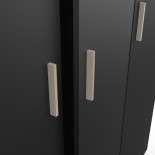 Armoire penderie + lingère 3 portes 1 tiroir Noir/Chêne clair - ZILY