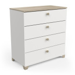 Commode 4 tiroirs Blanc mat/Chêne clair - ZILY