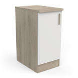 Meuble bas de cuisine 40 cm 1 porte Blanc/Chêne - ABINCI