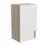 Meuble haut de cuisine 40 cm 1 porte Blanc/Chêne - ABINCI