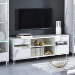 Meuble TV marbre blanc brillant - CARRARE