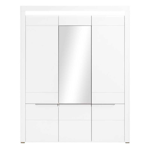 Armoire 3 portes battantes Blanc Brillant à LED - KIELE