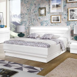 Lit coffre 140 cm Blanc Brillant à LED - KIELE