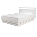 Lit coffre 140 cm Blanc Brillant à LED - KIELE