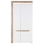 Armoire 100 cm 2 portes Blanc/Chêne à LED - KIELE