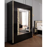 Armoire 4 portes battantes Noir brillant/Or - NAHESA