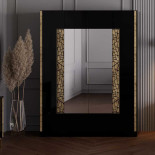 Armoire 4 portes battantes Noir brillant/Or - NAHESA