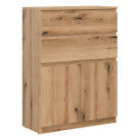 Commode 2 portes battantes 2 tiroirs Bois clair - QIZ