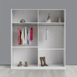 Armoire 4 portes battantes Blanc/Marbre gris brillant - MARGUERITE