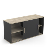 Meuble haut pour cuisine 1 porte coulissante Noir/Bois - VARA