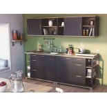 Meuble haut pour cuisine 1 porte coulissante Noir/Bois - VARA