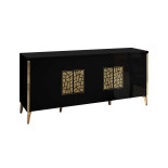 Buffet 3 portes battantes + miroir brillant/Or - NAHESA