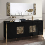 Buffet 3 portes battantes + miroir brillant/Or - NAHESA