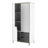 Armoire 3 portes 2 tiroirs Blanc/Gris - NOAH