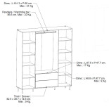 Armoire penderie 4 portes battantes + 2 tiroirs Chêne clair - GONSAI