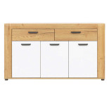 Buffet 3 portes 2 tiroirs Blanc/Bois clair - ABOKI