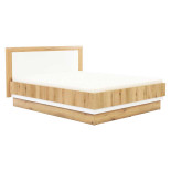 Lit coffre 140 x 200 Blanc/Bois clair - ABOKI