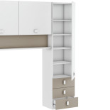 Lit enfant 90x200 + pont de lit Blanc/Argile - MIKA