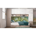 Lit enfant 90x200 + pont de lit Blanc/Argile - MIKA