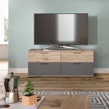 Meuble TV 3 tiroirs Gris/Bois - SOMAN