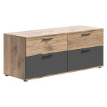 Meuble TV 3 tiroirs Gris/Bois - SOMAN