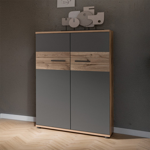 Armoire de bureau 2 portes Gris/Bois - SOMAN