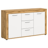 Buffet 2 portes 3 tiroirs Blanc/Bois - MAJ