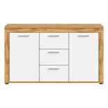 Buffet 2 portes 3 tiroirs Blanc/Bois - MAJ