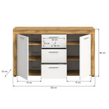 Buffet 2 portes 3 tiroirs Blanc/Bois - MAJ