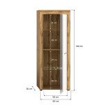 Vitrine 1 porte battante Blanc/Bois - MAJ