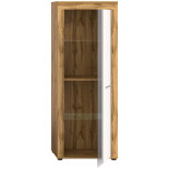 Vitrine 1 porte battante Blanc/Bois - MAJ