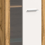 Vitrine 1 porte battante Blanc/Bois - MAJ