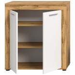 Buffet 2 portes battantes Blanc/Bois - MAJ