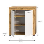 Buffet 2 portes battantes Blanc/Bois - MAJ