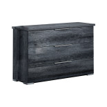 Commode 3 tiroirs Gris foncé brillant - ALEX