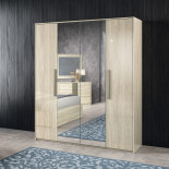 Armoire 4 portes Laqué Beige brillant - GAIA