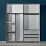 Armoire 4 portes Laqué Beige brillant - GAIA