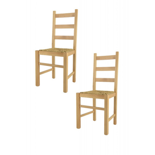Lot de 2 chaises rustiques Chêne/Paille n°4 - PISA