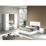 Chambre complète 160x200 Blanc brillant/Or - GOVE n°2