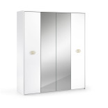Chambre complète 160x200 Blanc brillant/Or - GOVE n°3